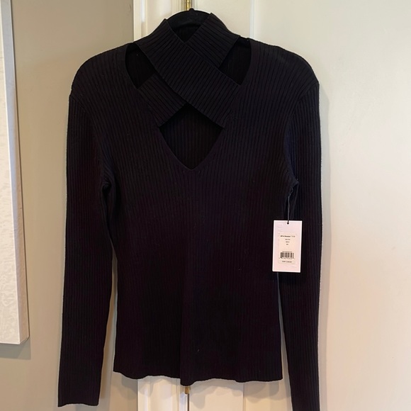 Bailey 44 All In Cross-Front Sweater, BLACK, Size Medium - Picture 3 of 8
